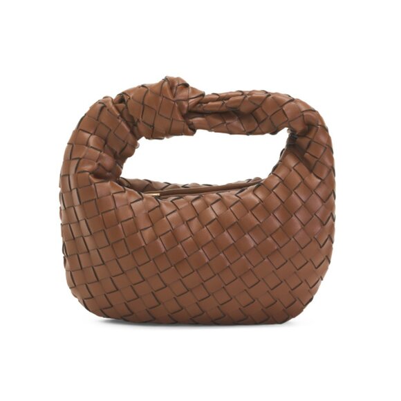 NICO AND OLIVE Saddle Leather Woven Knot Clutch Bag - Picture 1 of 2